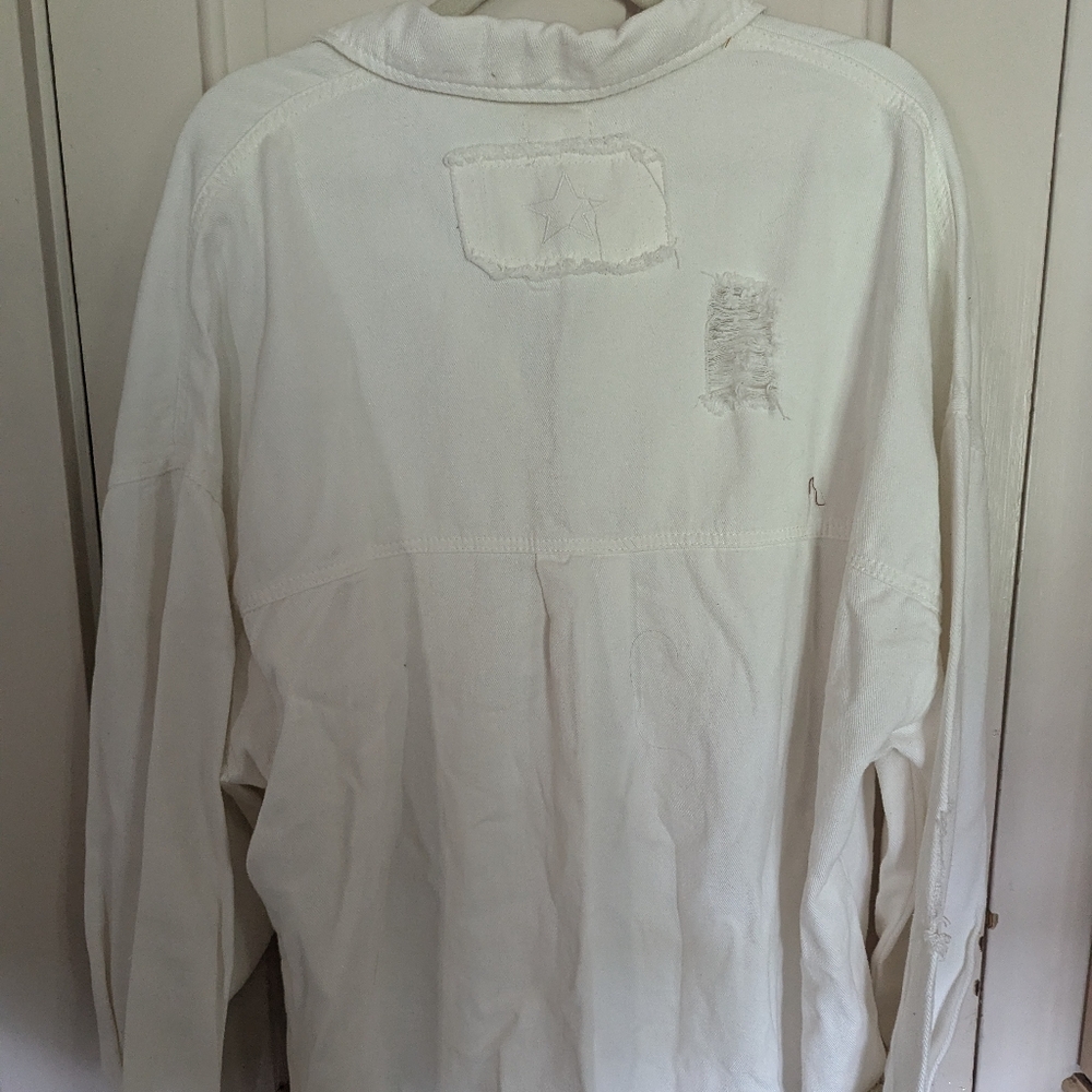 POL White Distressed Shacket NWT - Picture 3 of 5